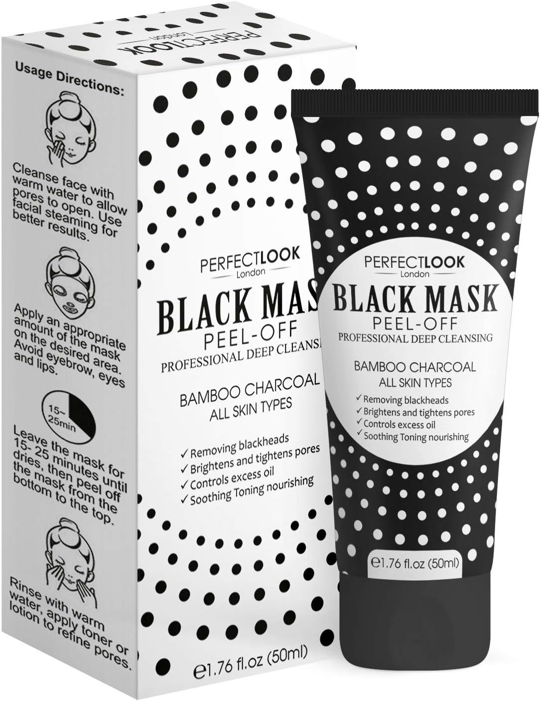 PERFECT LOOK LONDON PREMIUM Natural Black Mask Peel Off Charcoal Mask