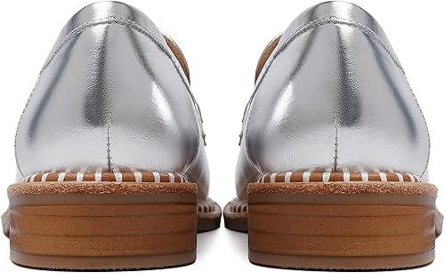 Miniatura 4 de FOGEENA Mocasines de cuero mate para mujer, estilo casual, sin cordones, punta redonda, tacón bajo grueso, zapatos de vestir de 1 pulgada