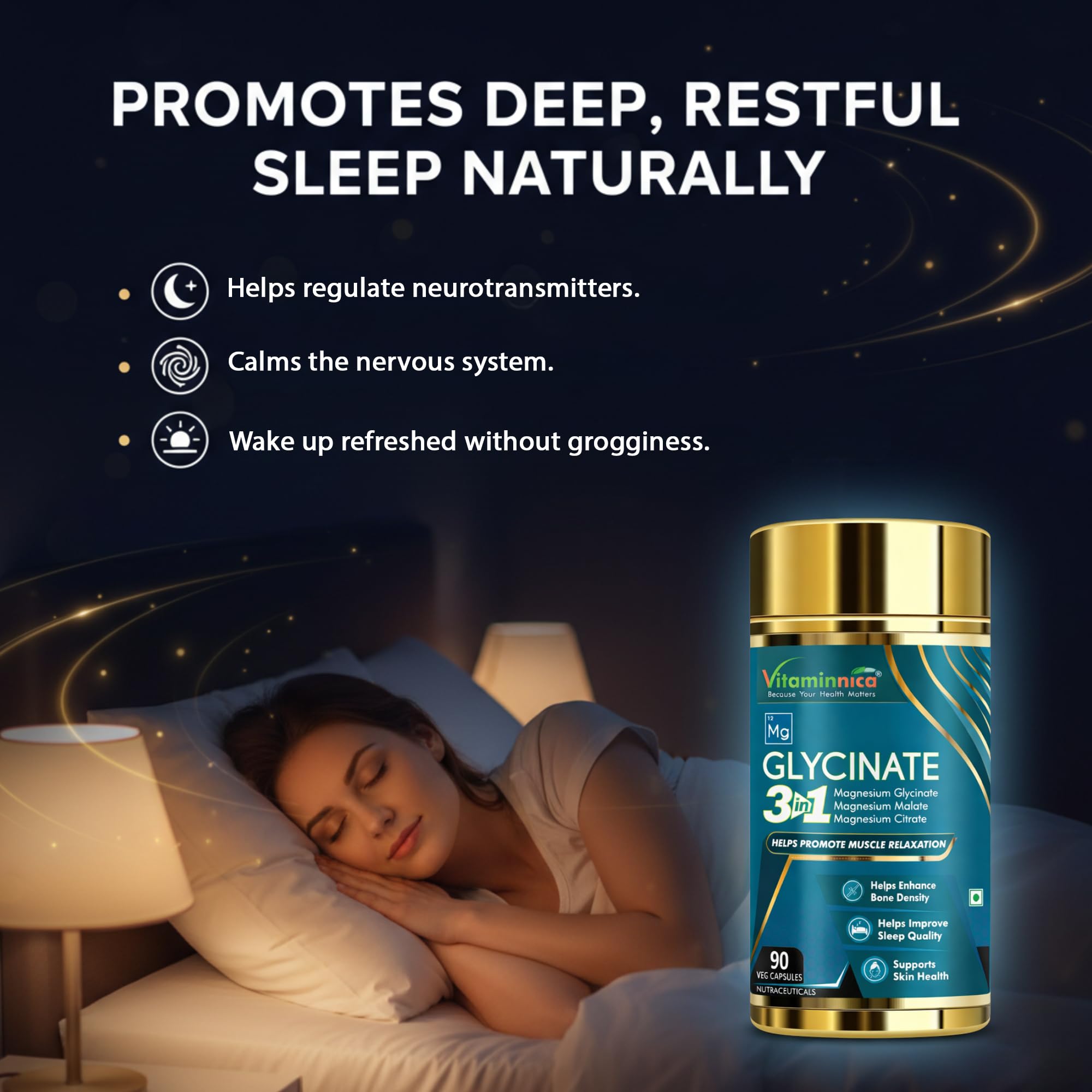 Vitaminnica Magnesium 3-in-1 Complex Capsules – Glycinate, Citrate & Malate for High Absorption, Muscle Function, Relaxation & Sleep Support – Bone & Nerve Health – 90 Vegan Capsules — Amazon image 6