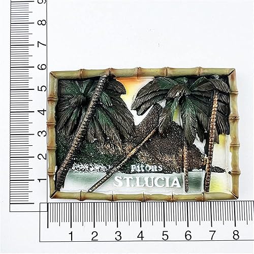 Miniatura 5 de Pitons StLucia - Imán para refrigerador recuerdo de viaje decoración de refrigerador calcomanía magnética 3D pintada a mano