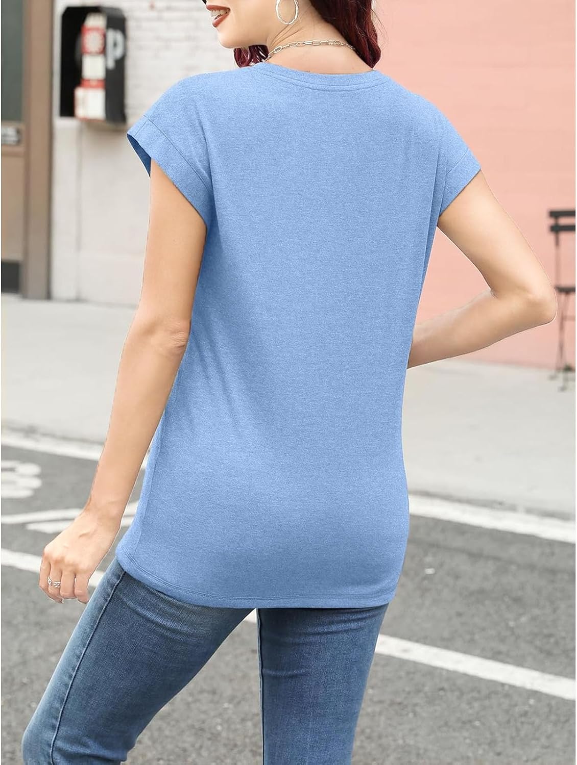 Womens Cap Sleeve Tops Crewneck Casual Dressy Basic T Shirts Loose Fit Trendy Tunic Summer Outfits