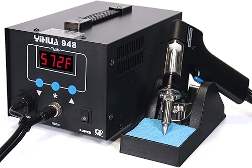 Miniatura 5 de YIHUA Estación de desoldadura estándar 948, 80 W, con apagado automático, temperatura precisa variable (716 °F ~ 896 °F), pantalla de ºC/°F, función
