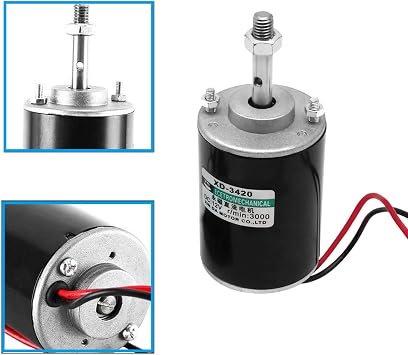 12V 30W Permanent Magnet DC Motor, 3000RPM High Speed CW/CCW Electric Gear Motor for DIY Generator and 12V-40V 10A PWM DC Motor Speed Controller Fan Controller with Knob-High Efficiency