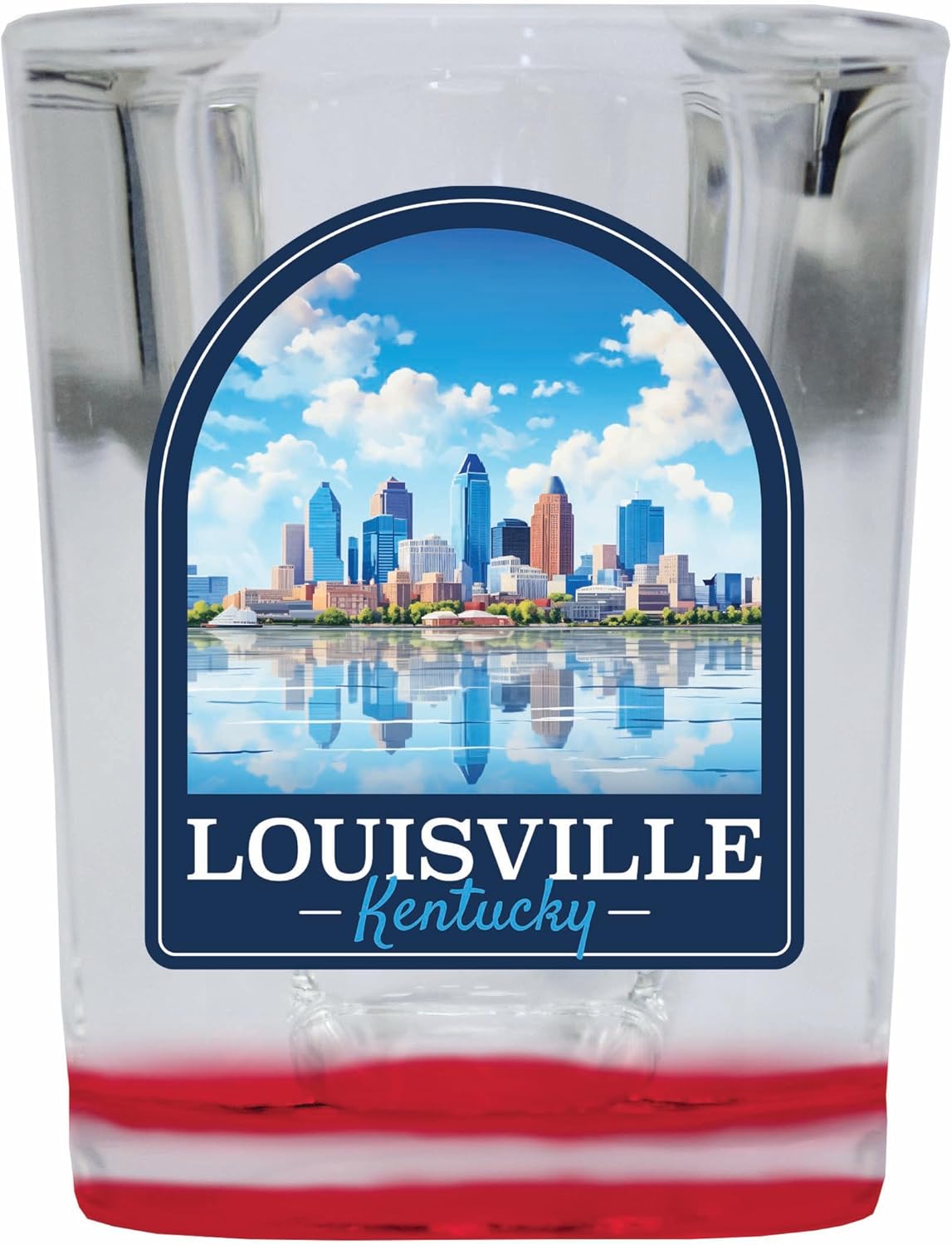 Vaso Tequilero Souvenir Louisville Kentucky 2 Onzas Base Roja Pack de 4