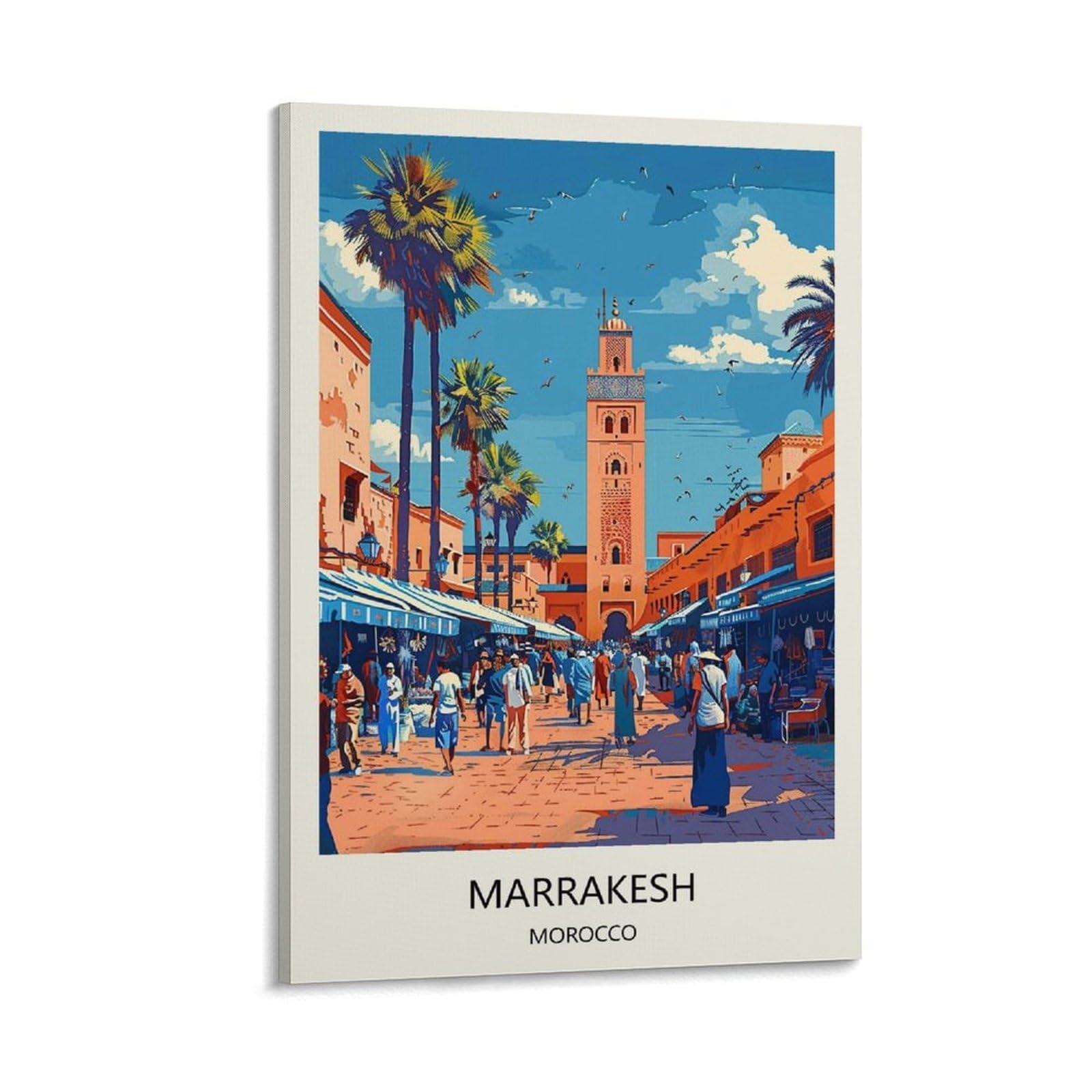 Yjneng Framed Canvas Art Picture Marrakesh Morocco Wall Decor Art Painting Posters Modern Family Decorative Poster 08X12inch(20X30cm)