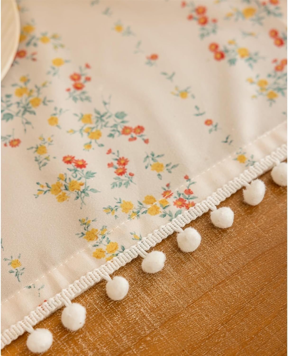 Boho Farmhouse Vintage Floral Semi - Blackout Curtains with Tassels 59"W x 59"L Pair, Rod Pocket Drapes for Girls' Bedroom Living Room Nursery Country (59"W x 59"L (Pack of 2), Evening Primrose)
