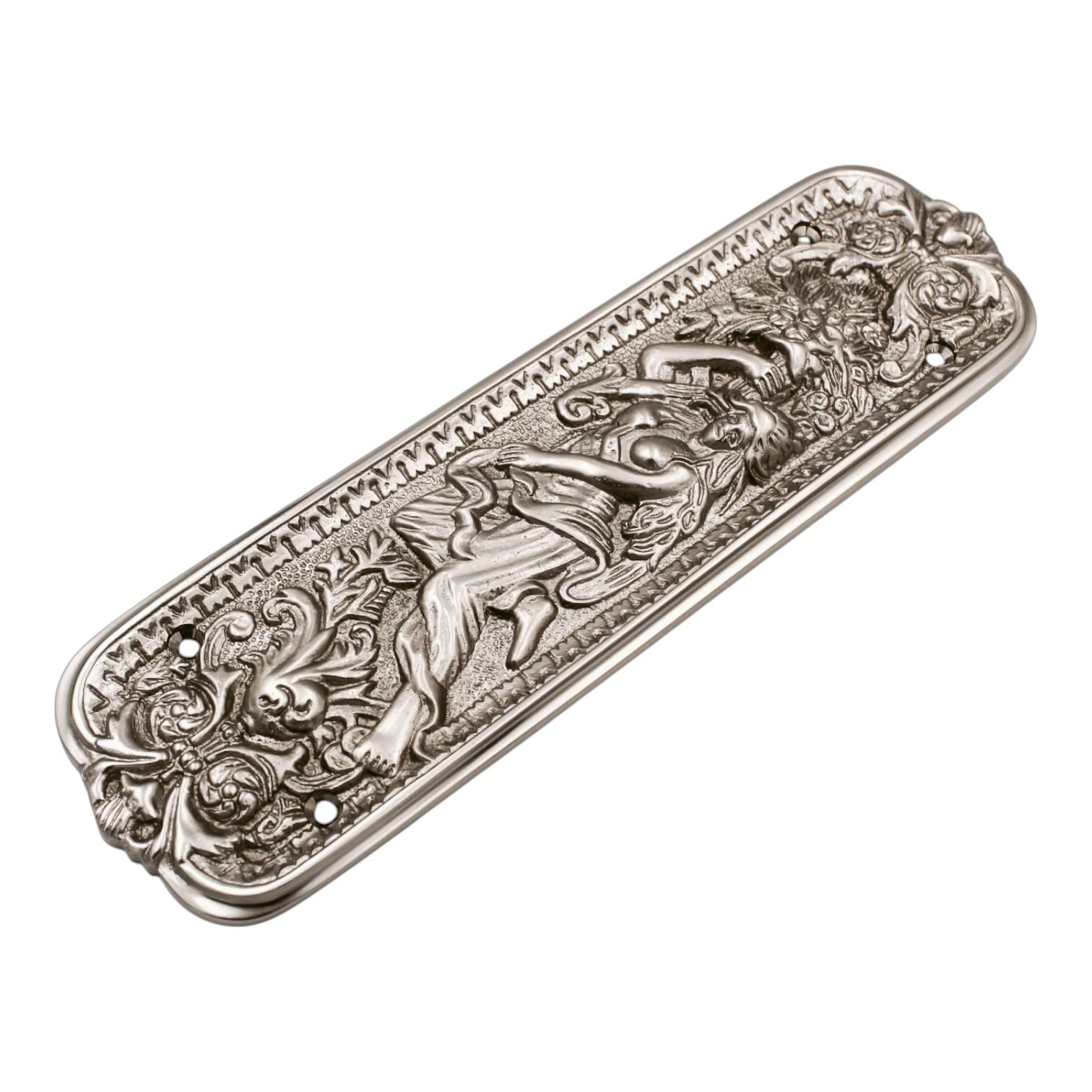 Brass Art Style/Various Designed Fingerplate, Push Plate in Polished Chrome/Satin Nickel (Urania – 260x76mm, Satin Nickel) Ideal for Both Classic and Contemporary interiors.
