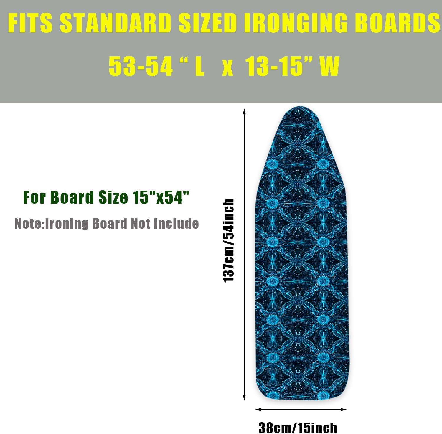 Ironing Board Cover, 15'' × 54'' inch, Non-Slip Ironing Boards, Heat-Resistant Ironing Accessory for Home Use (Gridding)