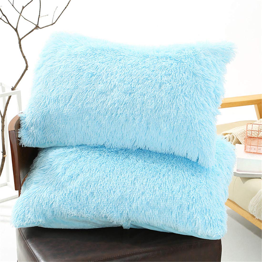 Chagoo – 2 Federe Per Cuscini In Pelliccia Sintetica Bianco Latte – 50x70 Cm – Morbide E Pelose, Con Cerniera – Solo Federe (senza Imbottitura)