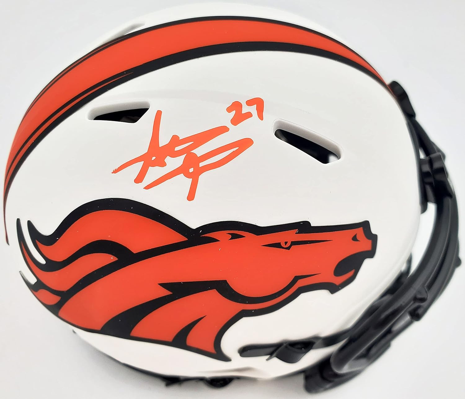 Steve Atwater Autographed Lunar Eclipse White Speed Mini Football Helmet Beckett BAS QR Stock #192620