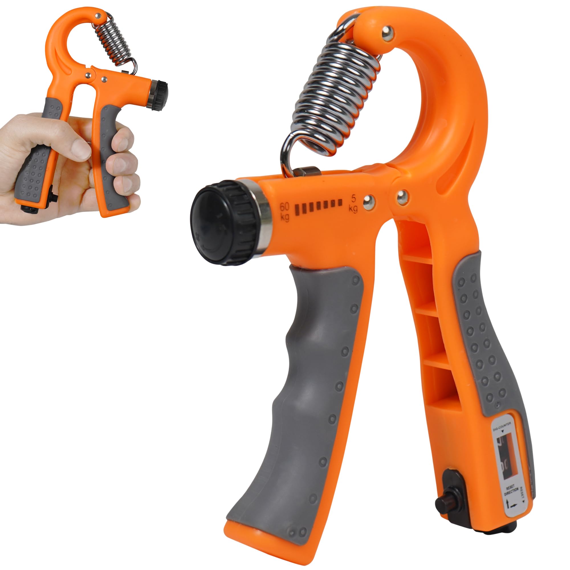 YIXTY Counter Hand Grip Strengthener Device, Hand Exerciser, Hand Gripper Adjustable Resistance 5-60 kg Fitness Grip with Digital Counter for Men & Women Ideal for Home & Gym (Orange) (B0CNTJHJQD) Amazon Price History, Amazon Price Tracker