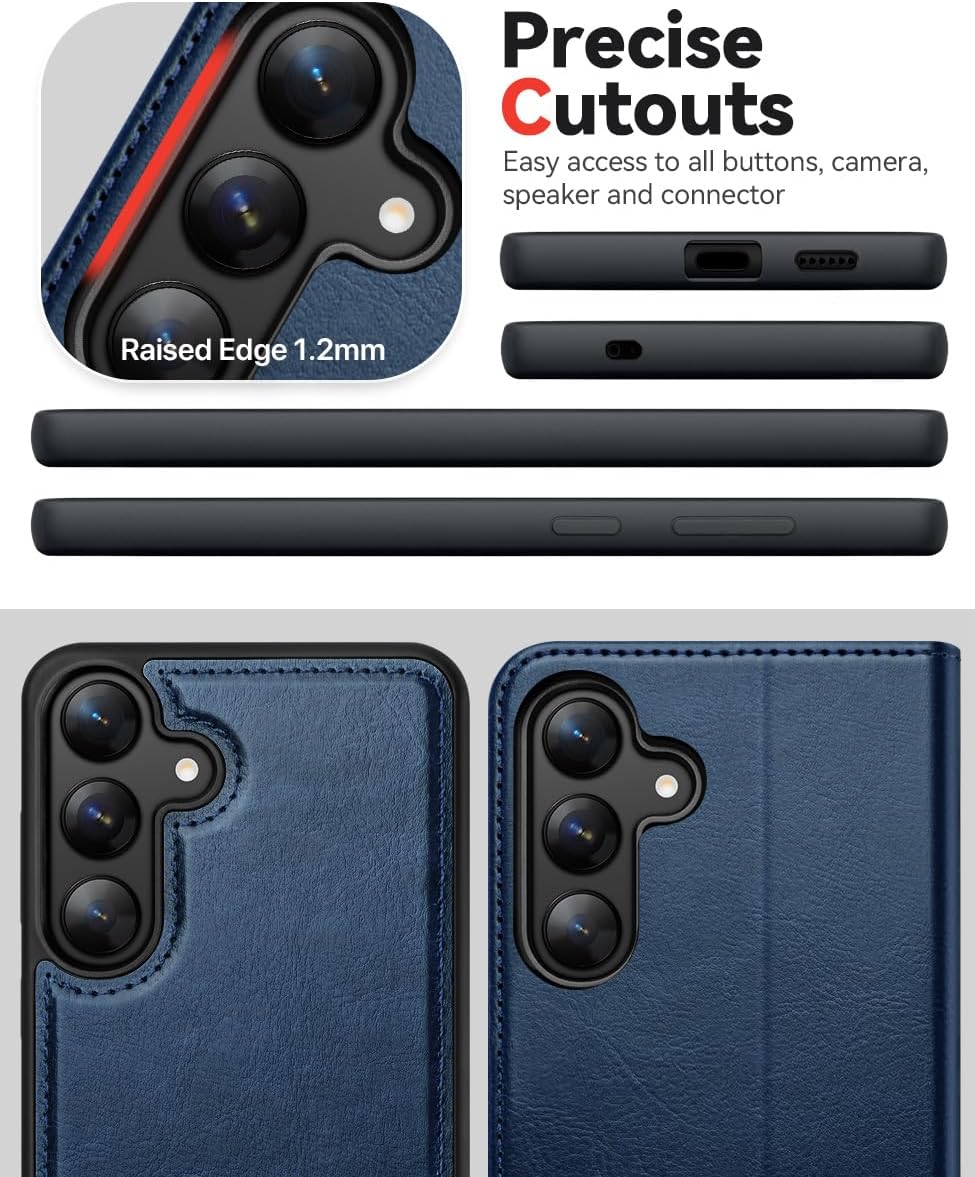 OCASE for Samsung Galaxy S25 Plus Detachable Wallet Case with Card Holder, [2 in 1] PU Leather Flip Folio Case with RFID Blocking Stand Wrist Strap Shockproof Phone Cover 6.7 Inch 2025, Blue - Image 7