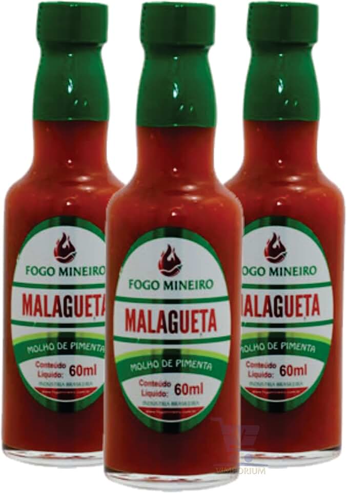 3 Molhos de Pimenta Malagueta 60ml - Fogo Mineiro