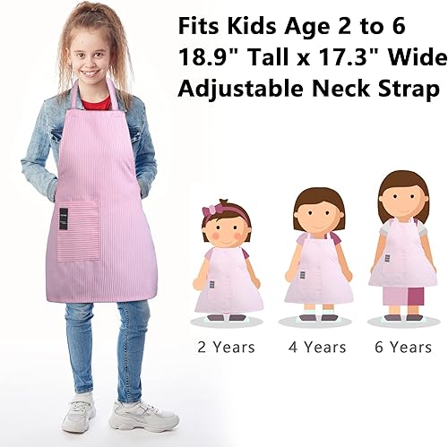 Miniatura 3 de Delantal de algodón ajustable con bolsillo, para niños de 2 a 5 años, para niños y niñas