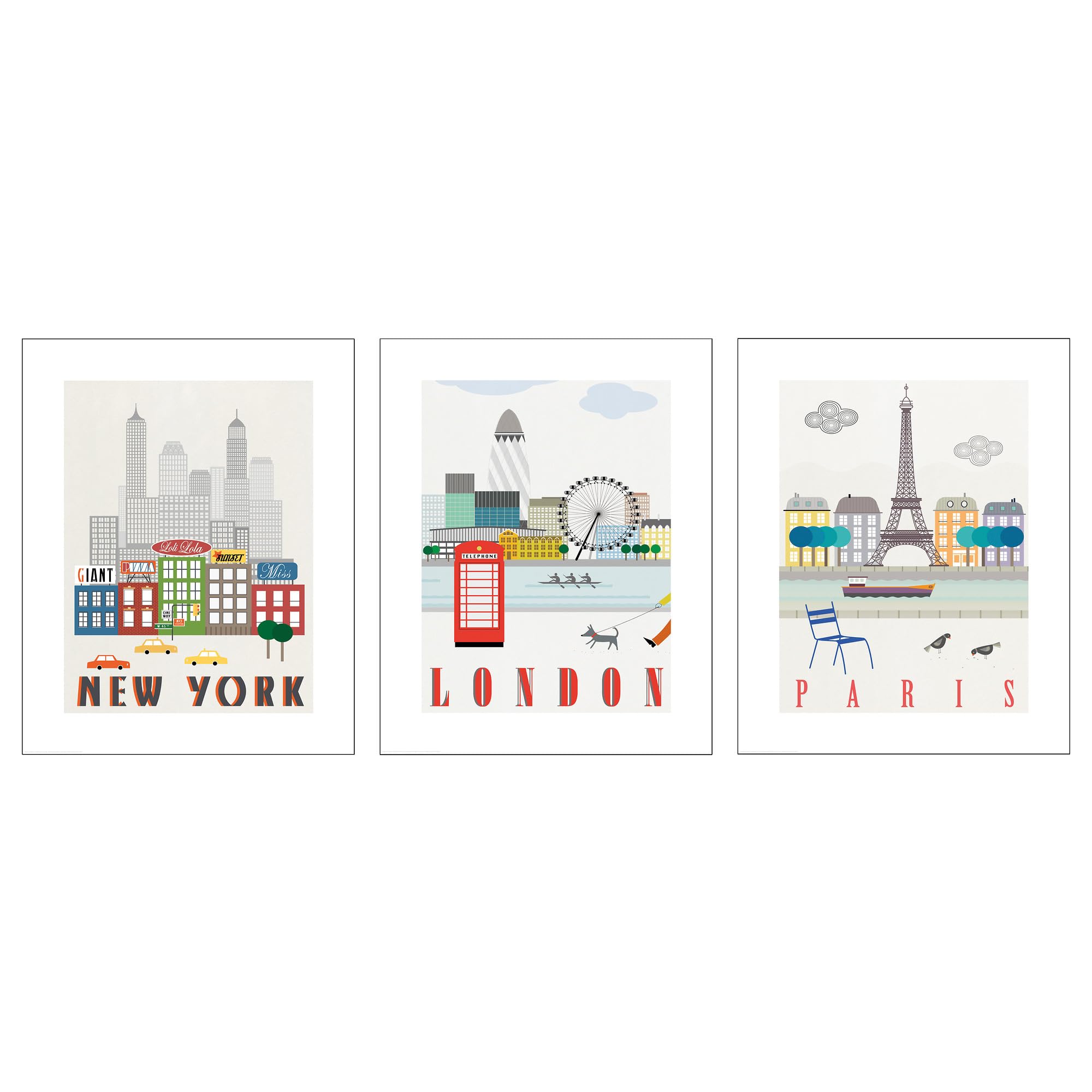 Affiche Londres Paris New York 40x50cm ProTuning BILD poster déco murale
