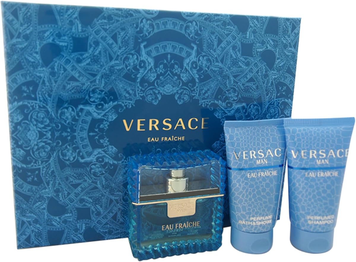 Versace Eau Fraiche Men's 3pc Gift Set 1.7oz EDT Spray, Shower Gel & After Shave