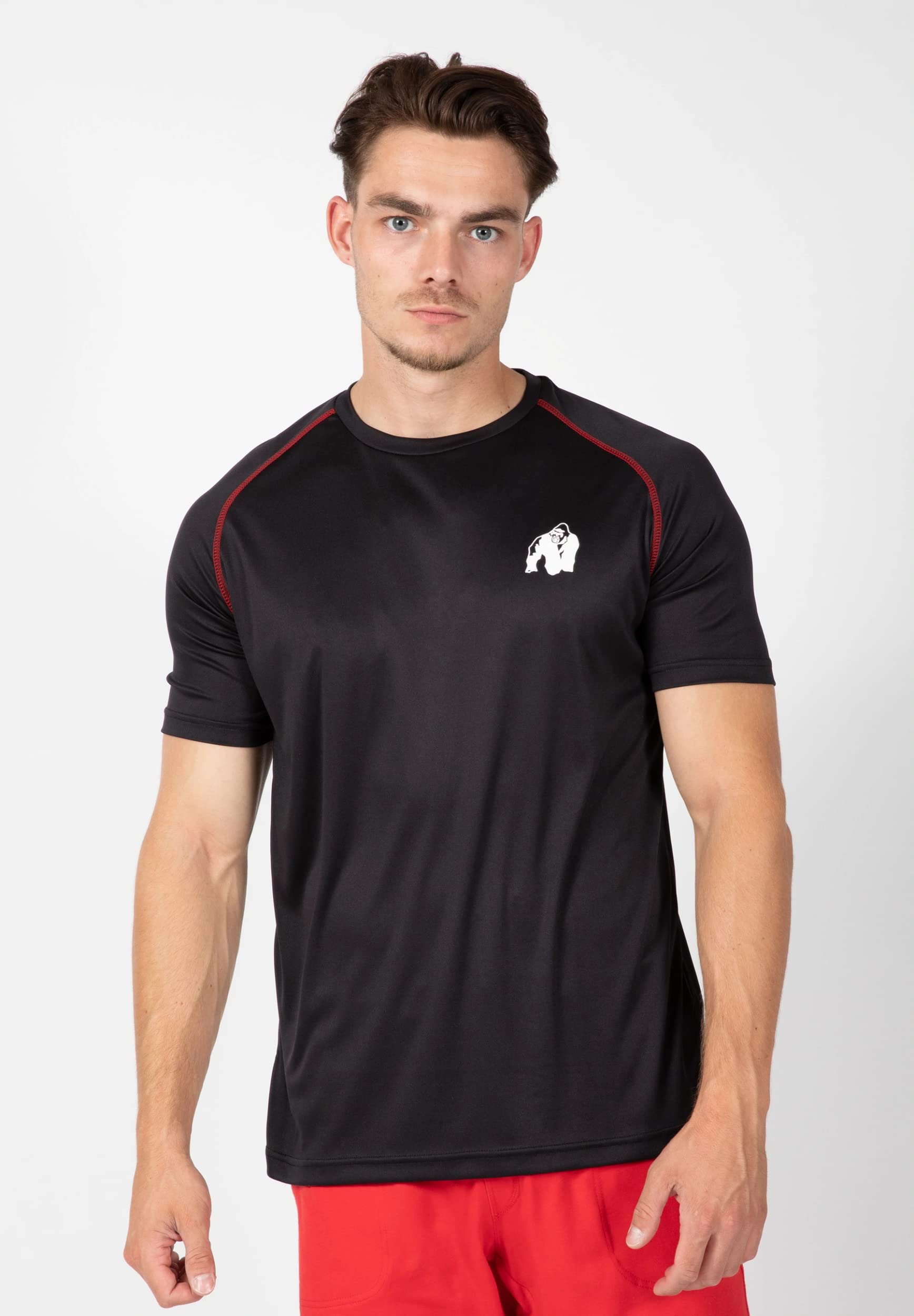 Gorilla Wear Performance T-Shirt - armeegrün - Bodybuilding und Fitness Bekleidung für Herren - mit Logo Aufdruck zum Sport Alltag Freizeit Workout Training Bequem leicht