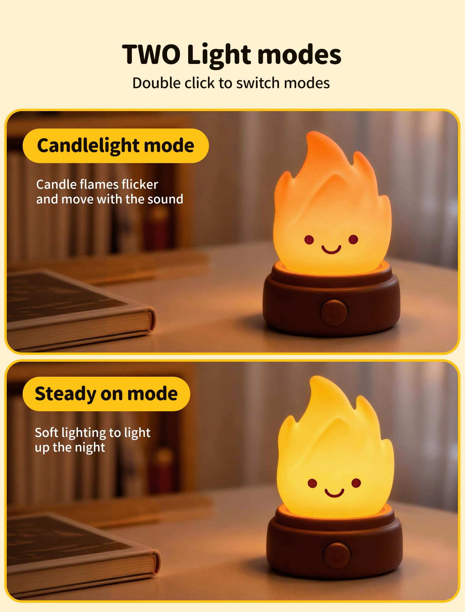 2026 Upgrade Campfire Night Light with White Noise Portable Desk Lamp Cute Silicone Flame Lights Flameless Candles Lamps — view 5