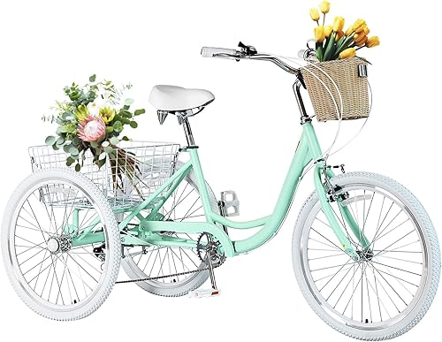 Miniatura 7 de Triciclos para adultos para adultos, triciclos para adultos de 7 velocidades, bicicleta de 3 ruedas de 202426 pulgadas con canasta, bicicletas de