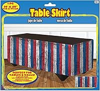 Vista 3 de Forum Novelties - Falda de mesa con flecos de oropel, 144 x 29 pulgadas, rojo/plateado/azul