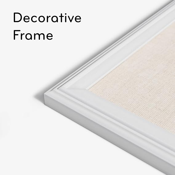 U Brands Farmhouse Linen Bulletin Board, 30 x 20, White Wood Frame, Wall Mounted Pin Board for Home Office, Classroom & Kitchen, Includes Push Pins
