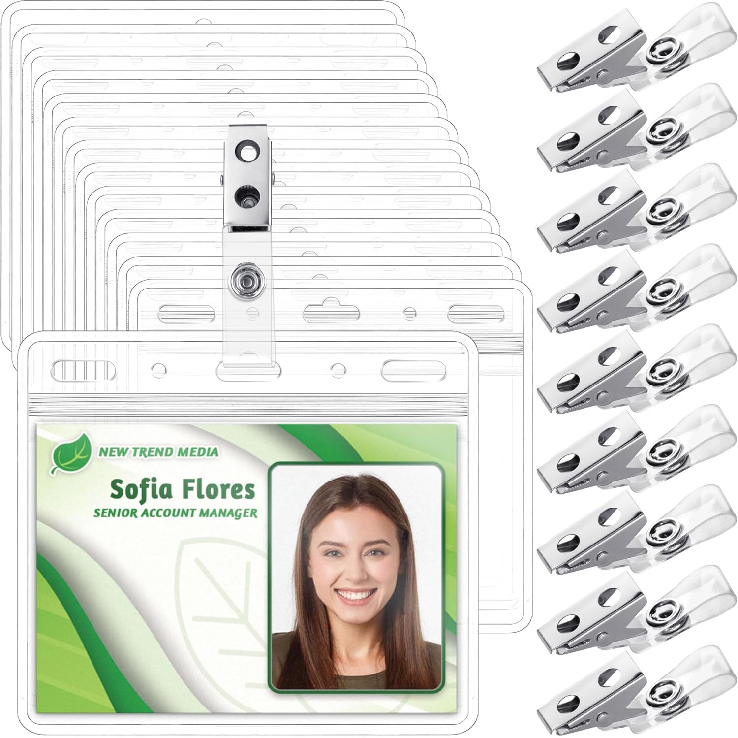 EcoEarth - Horizontal PVC Card Protector with Metal Clips and Vinyl Straps with Soft Edge - Sealable Fits