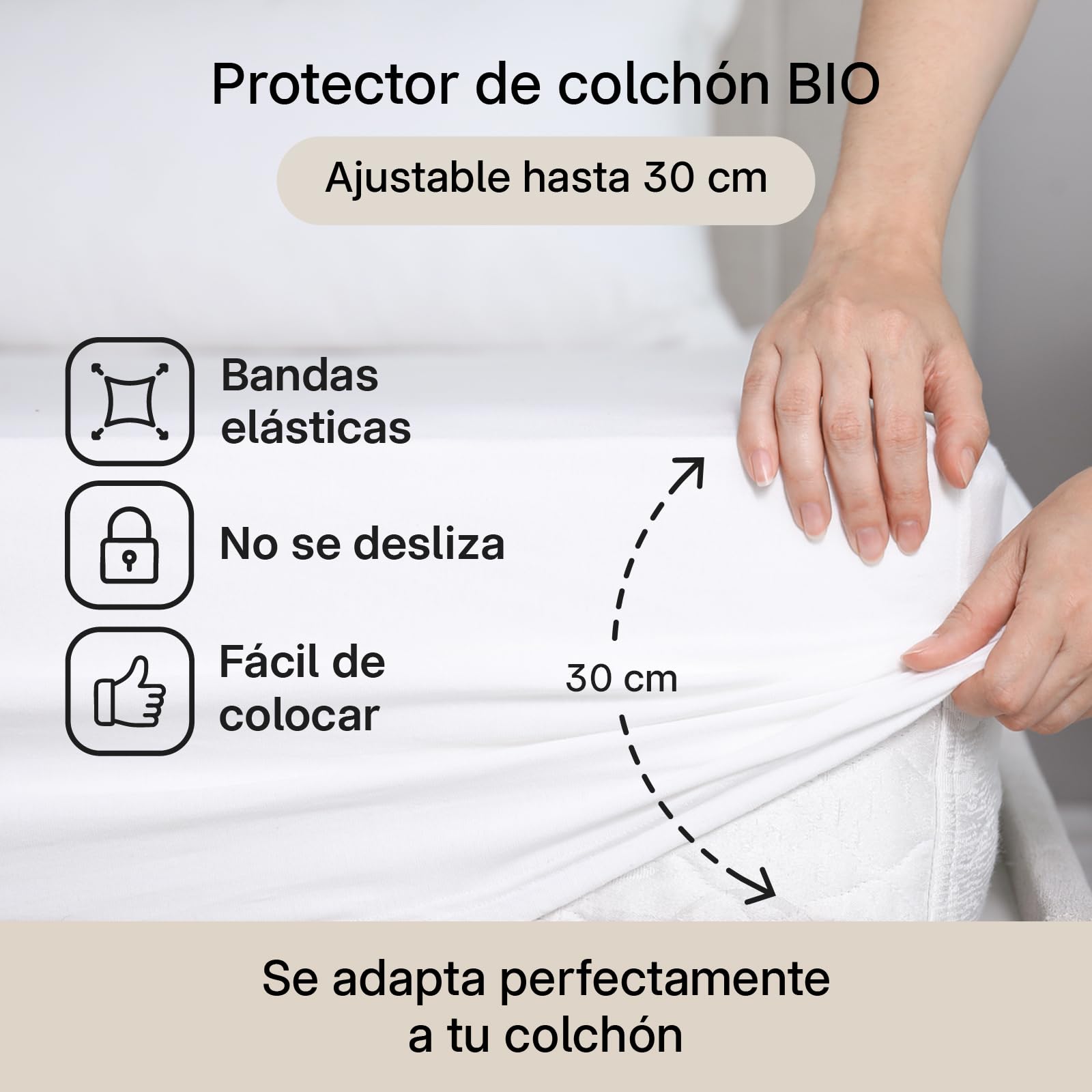 Sleepzen - Protector de Colchon 180x200 cm Algodón Orgánico Certificado Oeko-Tex®, Funda Colchon, Cubre Colchon, Muy Confortable, 100% Natural Sano y silencioso - No Impermeable - Sábana Bajera
