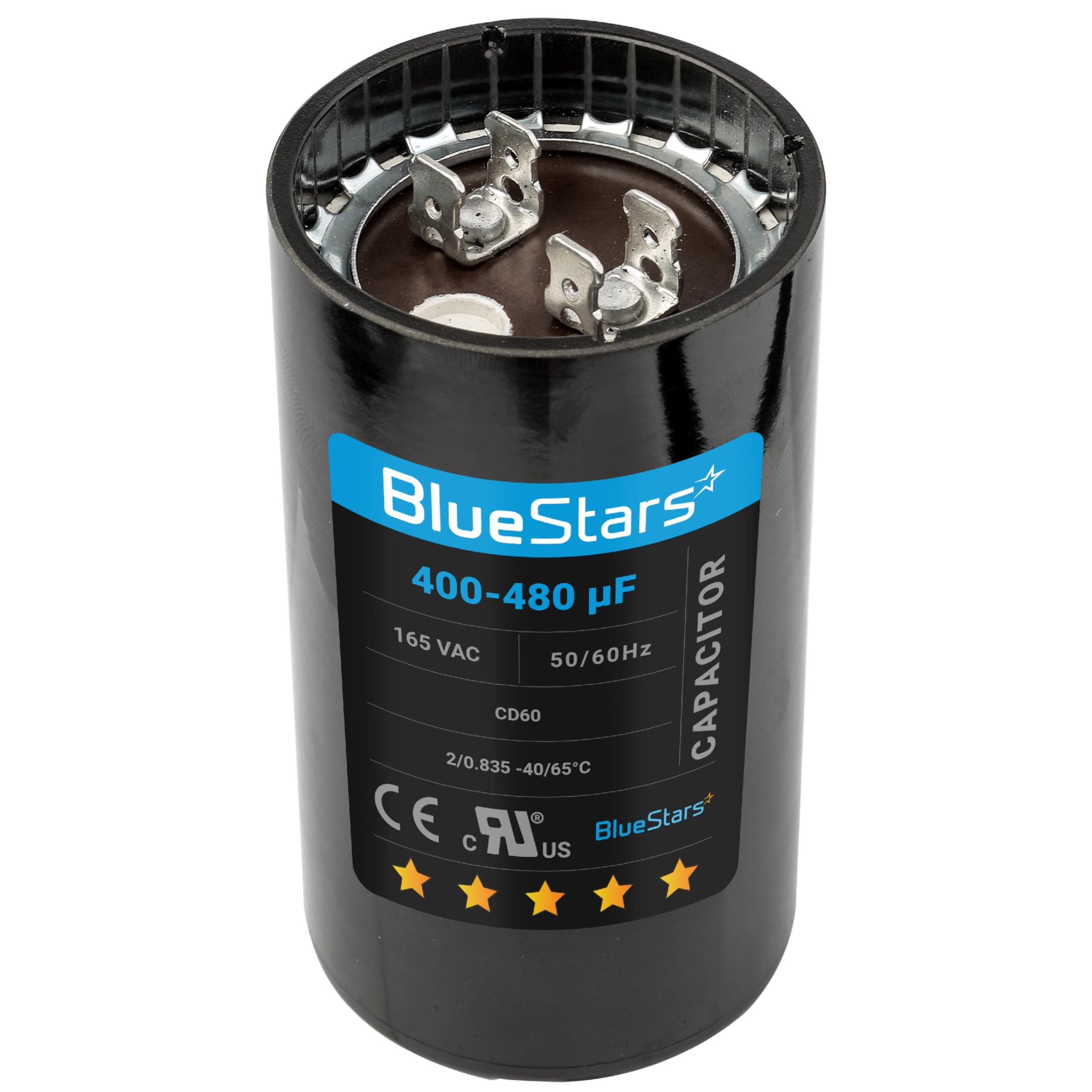 [UL Listed] BlueStars 400-480 uF MFD 165 VAC Universal CD60 Round Motor Start Capacitor 50/60 Hz - Replacement Part for AC Electric Motor Operation - Lifetime Up to 30.000 Hours