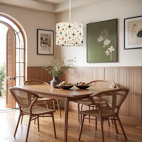 Miniatura 6 de Lamp Shades Set of 2 Mid Century Fifties Modern Retro Luxurious Graphic Print Colors Drum Lamp Shades for Table Lamps Floor Lamps Pendant Light