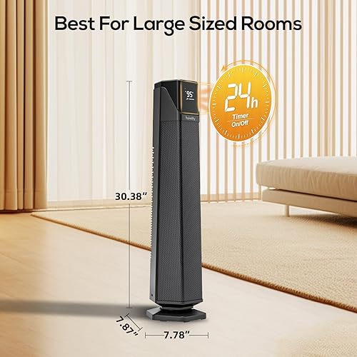 Miniatura 8 de Hykolity Calentador de espacio para habitación grande, calentadores eléctricos de 30 pulgadas para uso en interiores con termostato y control