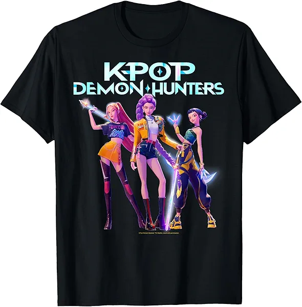 Kpop Demon Hunters Halloween Huntrix Heroic Poses Group Shot T-Shirt