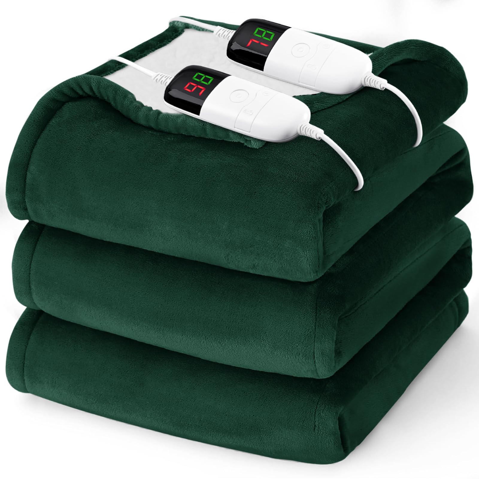 Photo 1 of Heated Electric Blanket Queen Size - 84" x 90" Heating Blanket with Dual Control, 10 Heating Levels & 8 Hours Auto Off, Soft Warm Flannel Blanket, Christmas Birthday Gifts for Senior Grandma