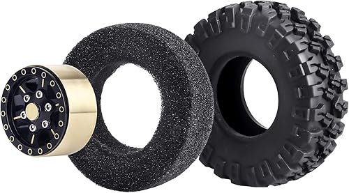 Miniatura 4 de HobbyPark Ruedas y neumáticos Beadlock de latón 1.0 para Traxxas TRX4M Piezas de actualización Axial SCX24 124 RC Crawler Reemplazo (paquete de 4)