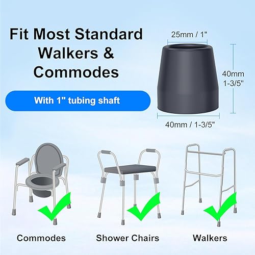 Miniatura 32 de supregear Puntas para caminar (paquete de 4), puntas de repuesto de goma resistente de 1 1/8 pulgadas para caminante, cómoda, silla de ducha, banco