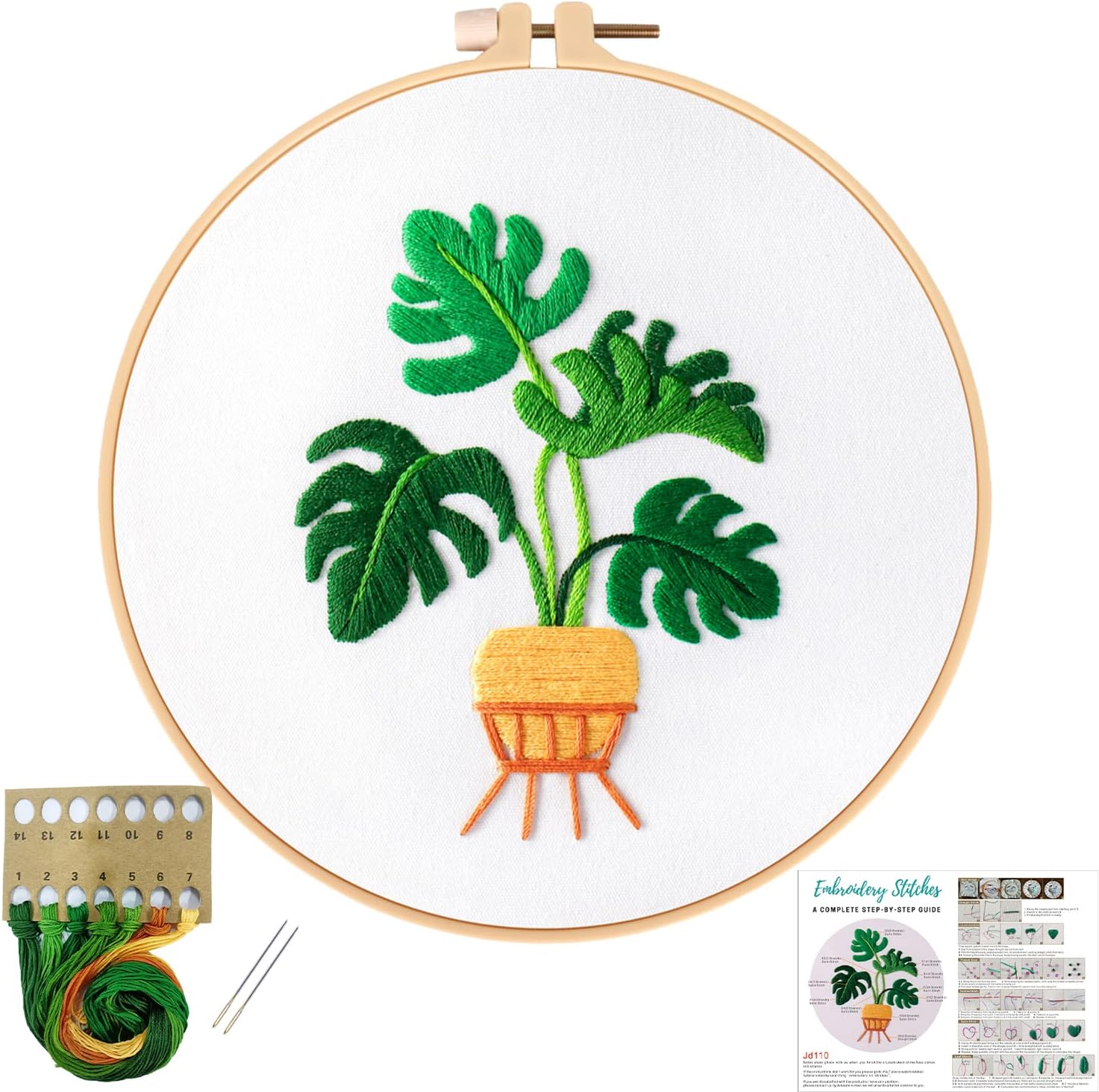 Nuberlic Plant Embroidery Kit for Beginners Stamped Cross