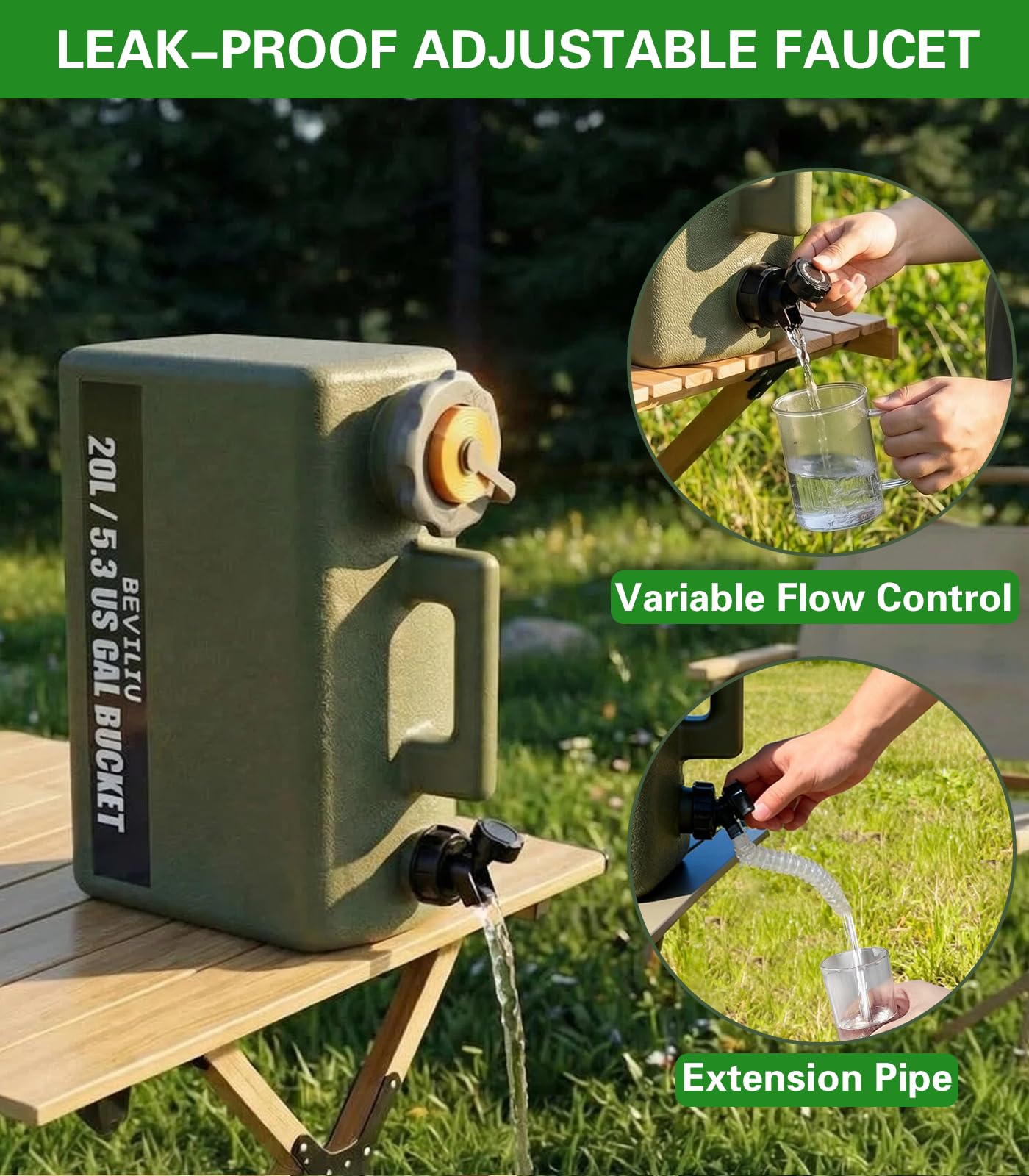 Beviliu Tragbare Campingdusche, 6000 mAh wiederaufladbare Duschpumpe mit 5,5 Gallonen Wassertank, IPX8 wasserdichte Outdoor-Ausrüstung, tragbare Dusche für Camping, Wandern, Reisen, Auto, Haustier