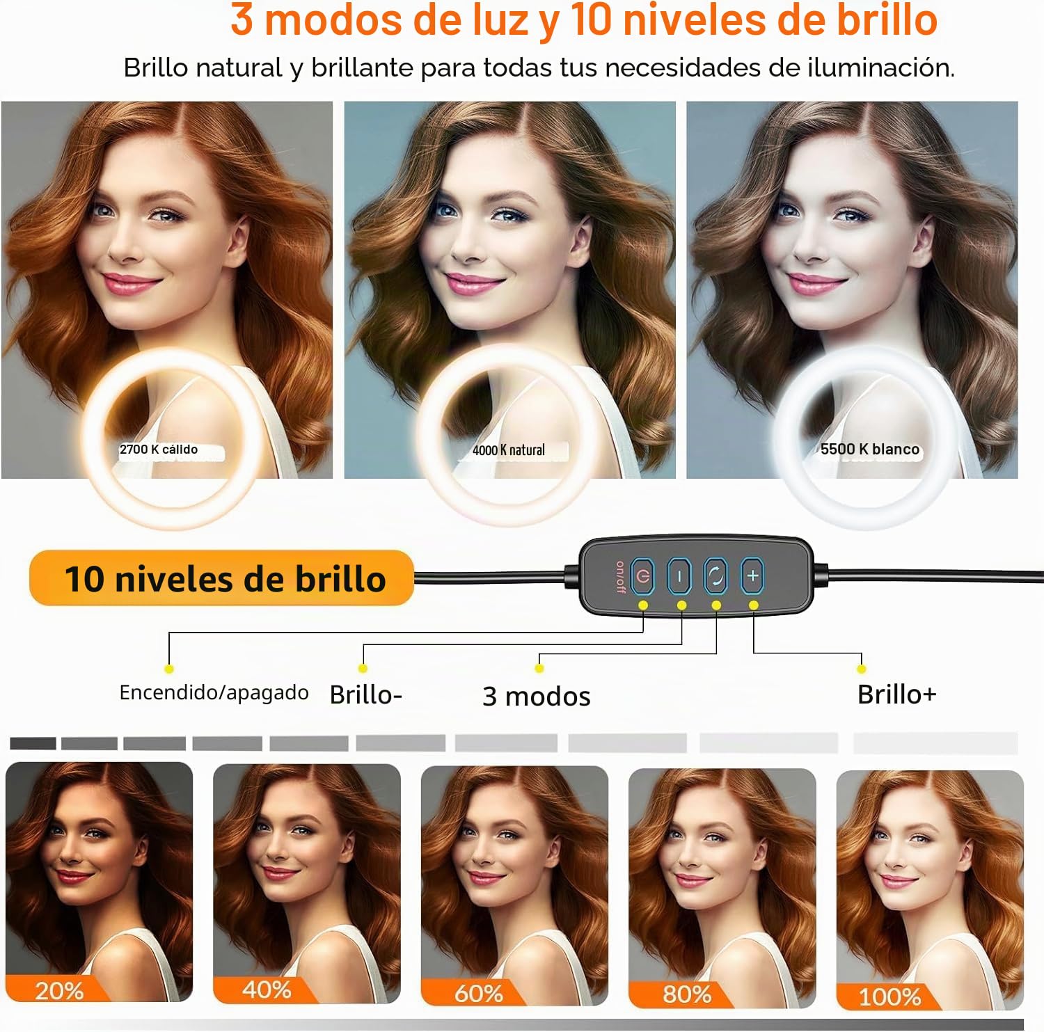 APEXEL Anillo de luz de 10 pulgadas con soporte y soporte para teléfono, luz LED USB para escritorio, trípode con brazo de escritorio ajustable para fotografía, transmisión en directo, YouTube, TikTok