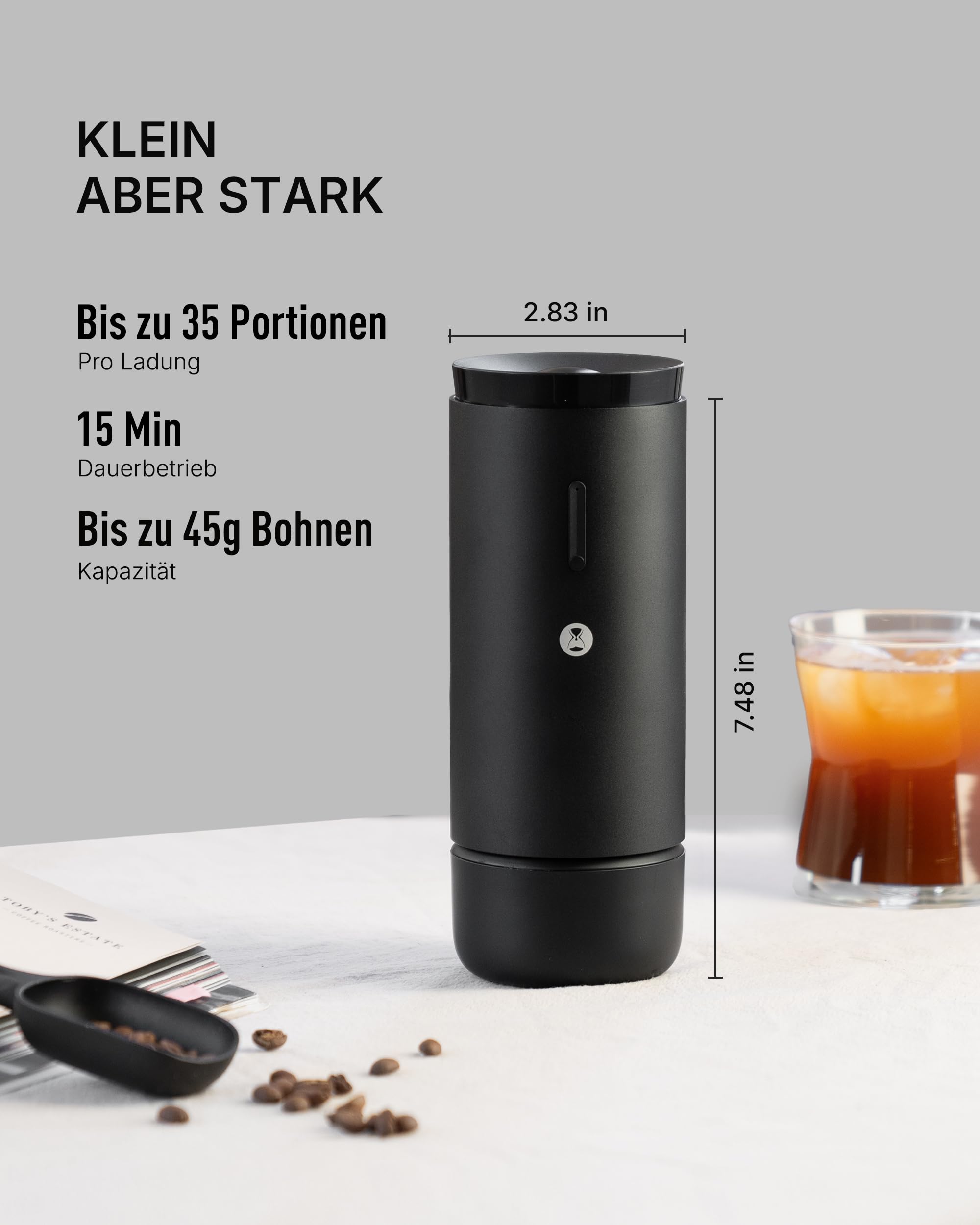 TIMEMORE Macinacaffè Elettrico Whirly 01S, Conico 30 Livelli, Corpo in Metallo, Arresto Automatico & Anti‑Blocco, Portatile per Espresso/Pour‑Over/French Press/Moka