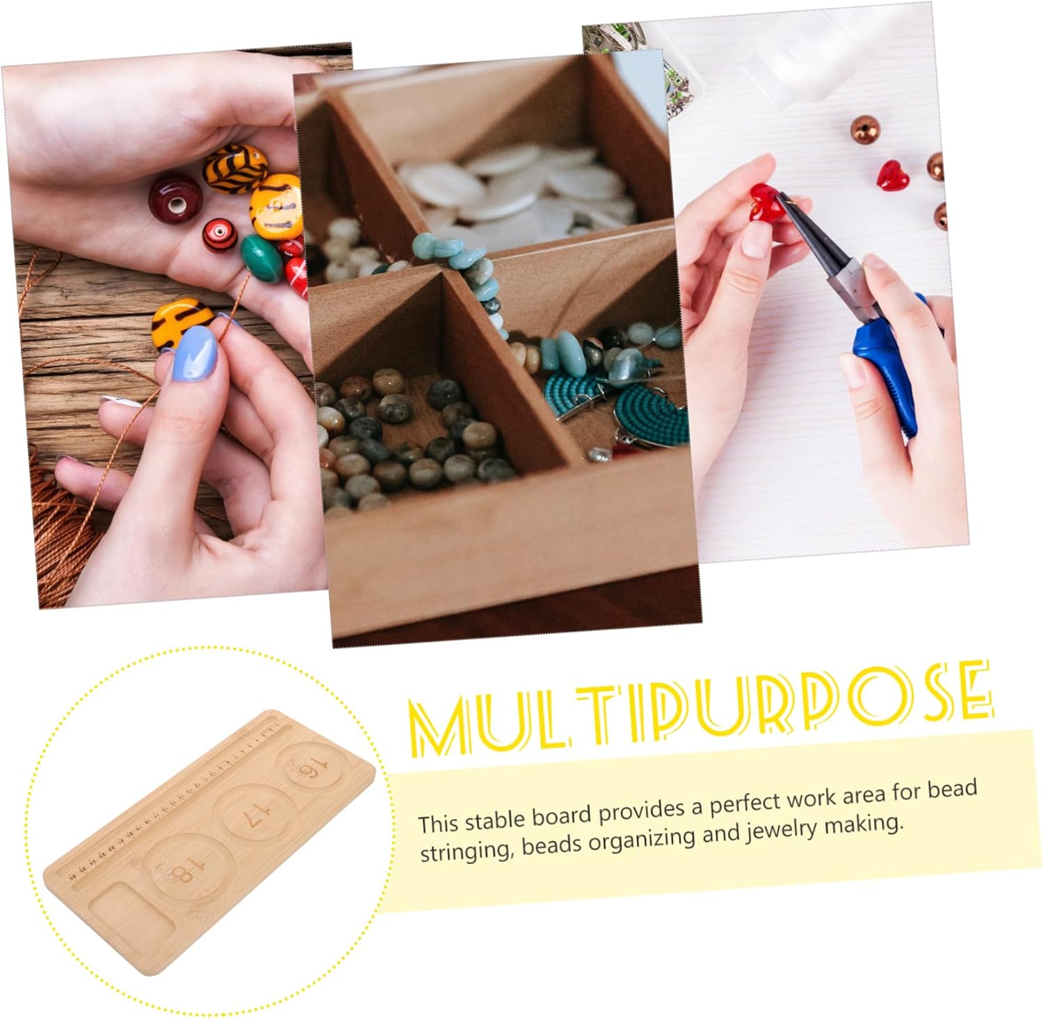PHENOFICE Bead Board for Jewelry Making Multi-Compartment Tray for Crafting Bracelets and Necklaces Lightweight and Easy to Clean Beading Board for Organizing Beads and Stringing