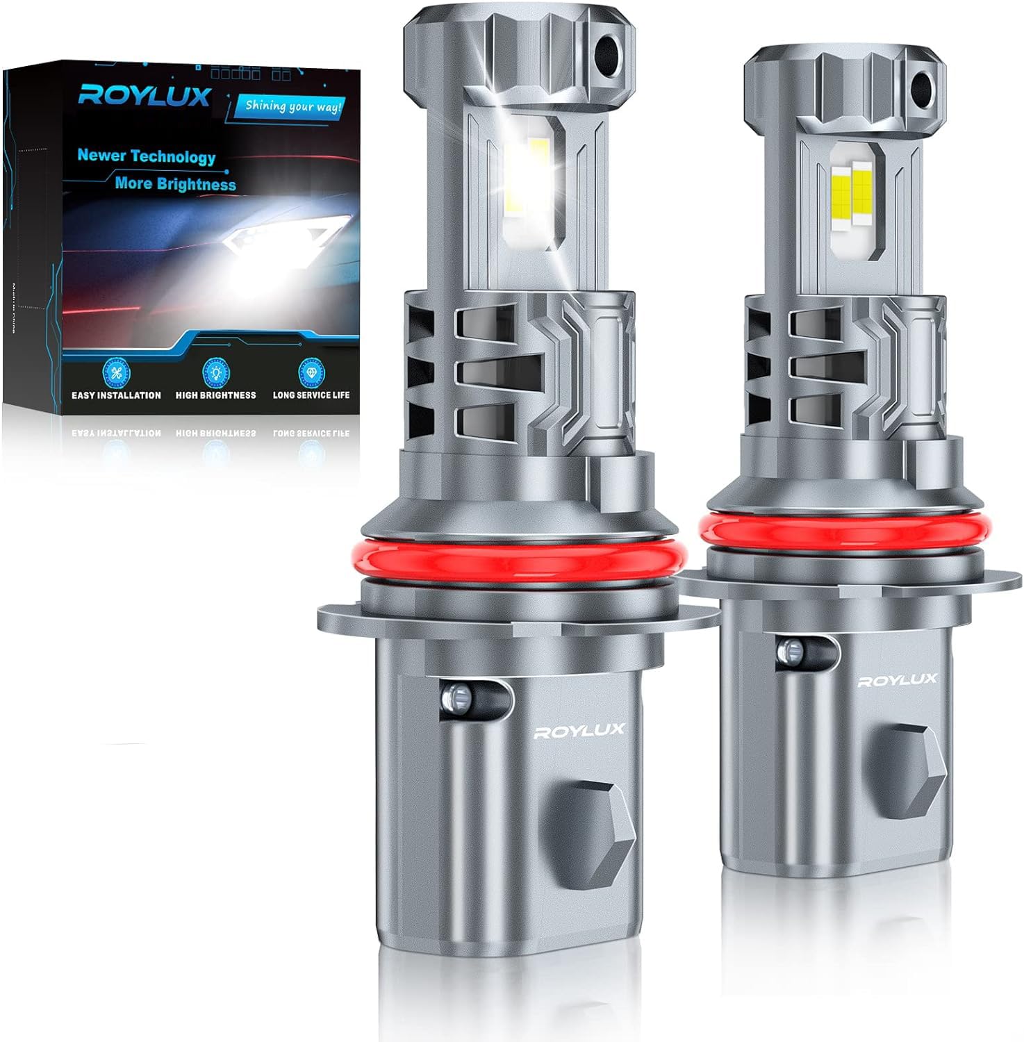 ROYLUX9007 HB5 Fog Light Bulb, 24000LM 600% High Brightness 6000K Cool White for Powersports ATV/UTV, Pack of 2