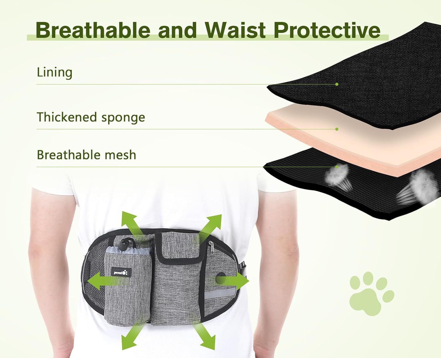 Pecute Running Dog Lead Hands Free Leash for Dogs Large Protect the Waist with Reflective Stitching, Adjustable Waist Belts, Endure 110 kg 4