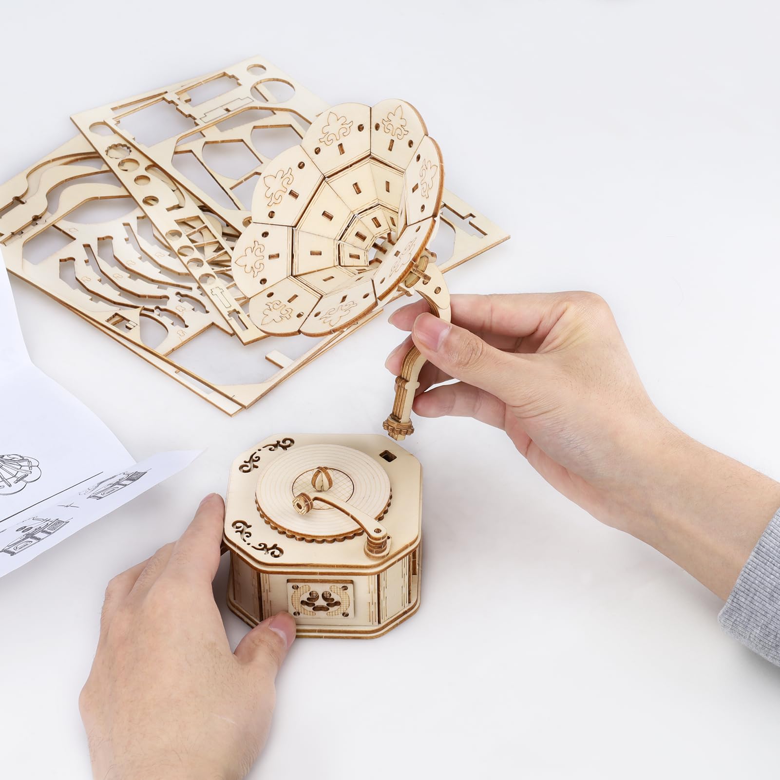 Puzzle 3D En Bois Phonographe Gramophone Meimo - 26-99 Pièces - Jouet éducatif Cadeau - Neuf
