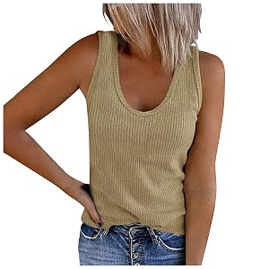Tank Tops for Women Sleeveless Plain Casual Comfortable Fit Shirt Low Cut Slim Crop U-Neck Clothing T-Shirt 2025
