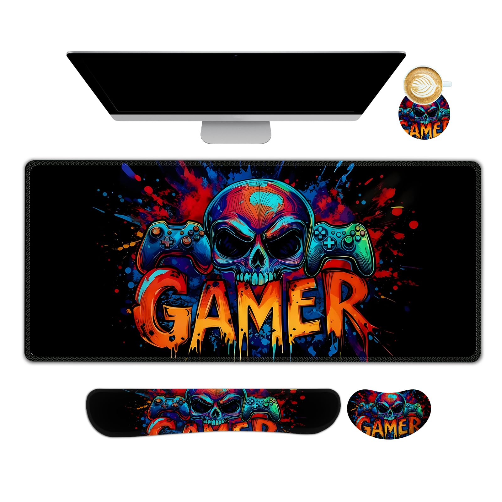 AIMSA Gaming Mouse Pad Set - Wrist Rest & Coaster -17