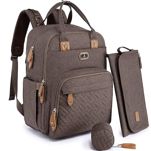 Dikaslon - Mochila para pañales con cambiador portátil, funda para chupete y correas para cochecito, bolsas de bebé unisex grandes para niños y