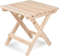 Vista 1 de Shine Company - Mesa auxiliar cuadrada plegable de madera maciza, mesa de patio pequeña Adirondack para exteriores, natural