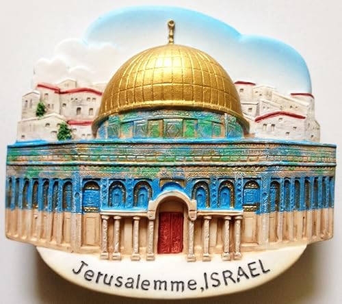 La Cúpula de la Roca Jerusalén Israel Resina 3D Nevera Refrigerador Imán Tailandés Hecho a Mano Artesanía.