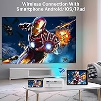 Vista 3 de Proyector Native 1080P, proyector WiFi, proyector de película portátil OSEVEN compatible con 4K, compatible con smartphone, TV Stick, HDMI, VGA
