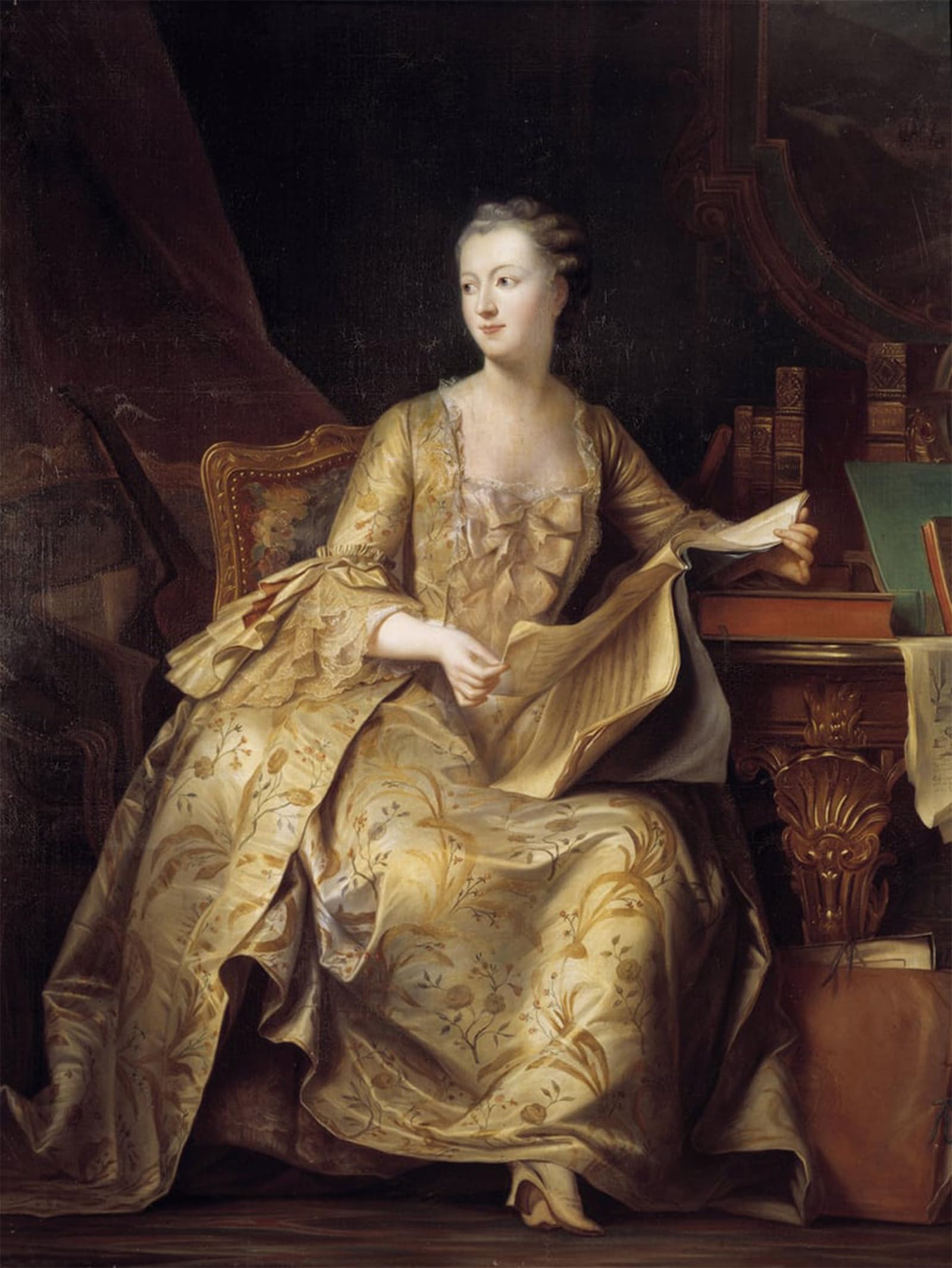 SERENDIPITP Abstract Painting Mural Print Picture Wall Decor Painting Portrait of Jeanne Antoinette Poisson by Charles Auguste Steuben Vintage Wall Artwork for Home Decor 60x90cm