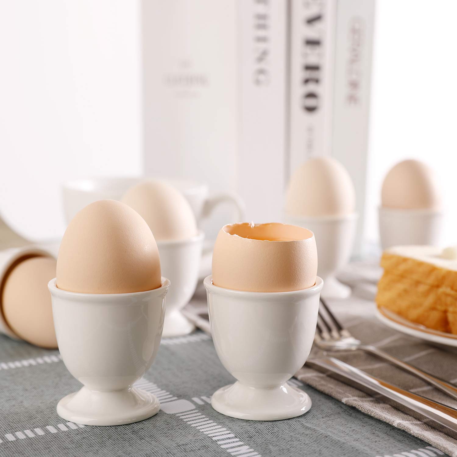 Amazon.com: Ceramic Soft Hard Boiled Egg Cups Holder Set of 6 for
